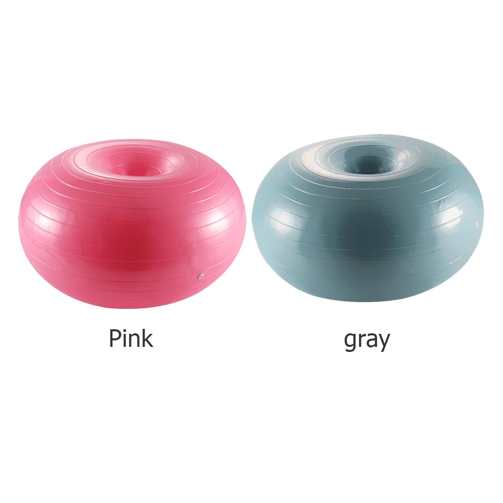 Ongwan Balance Ball, Donut Shape, Yoga Ball, Core Training, Balance Training, Inflatable, Pump Included, 50cm (Blue)