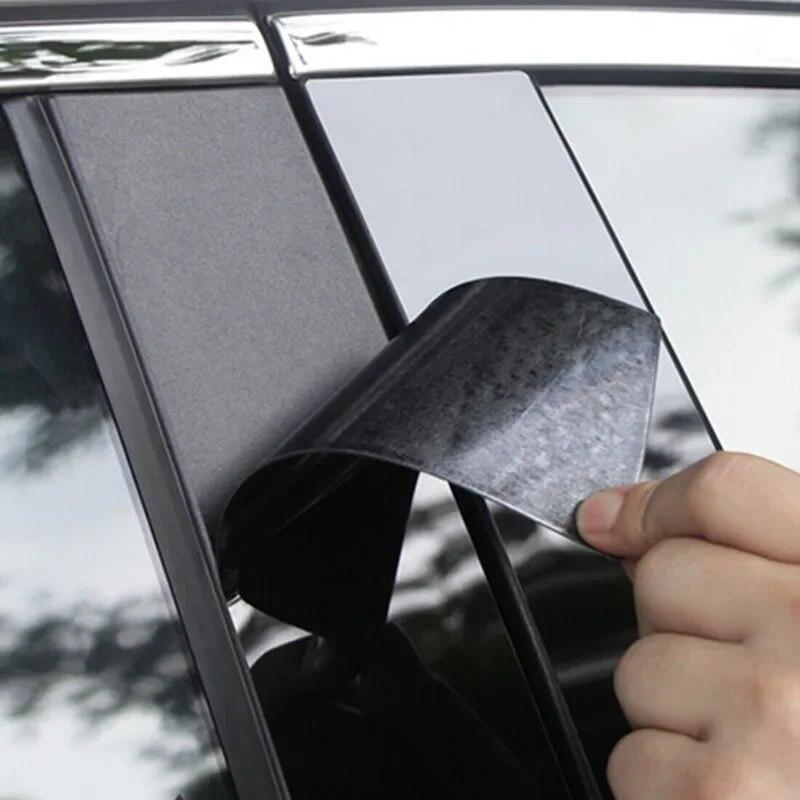 4 stk blank svart bilsøylestolper klistremerker Passer til Hyundai Sonata Gold (India) 2002-2005 Auto Dør Vindu Eksteriør Stolper Trim deler