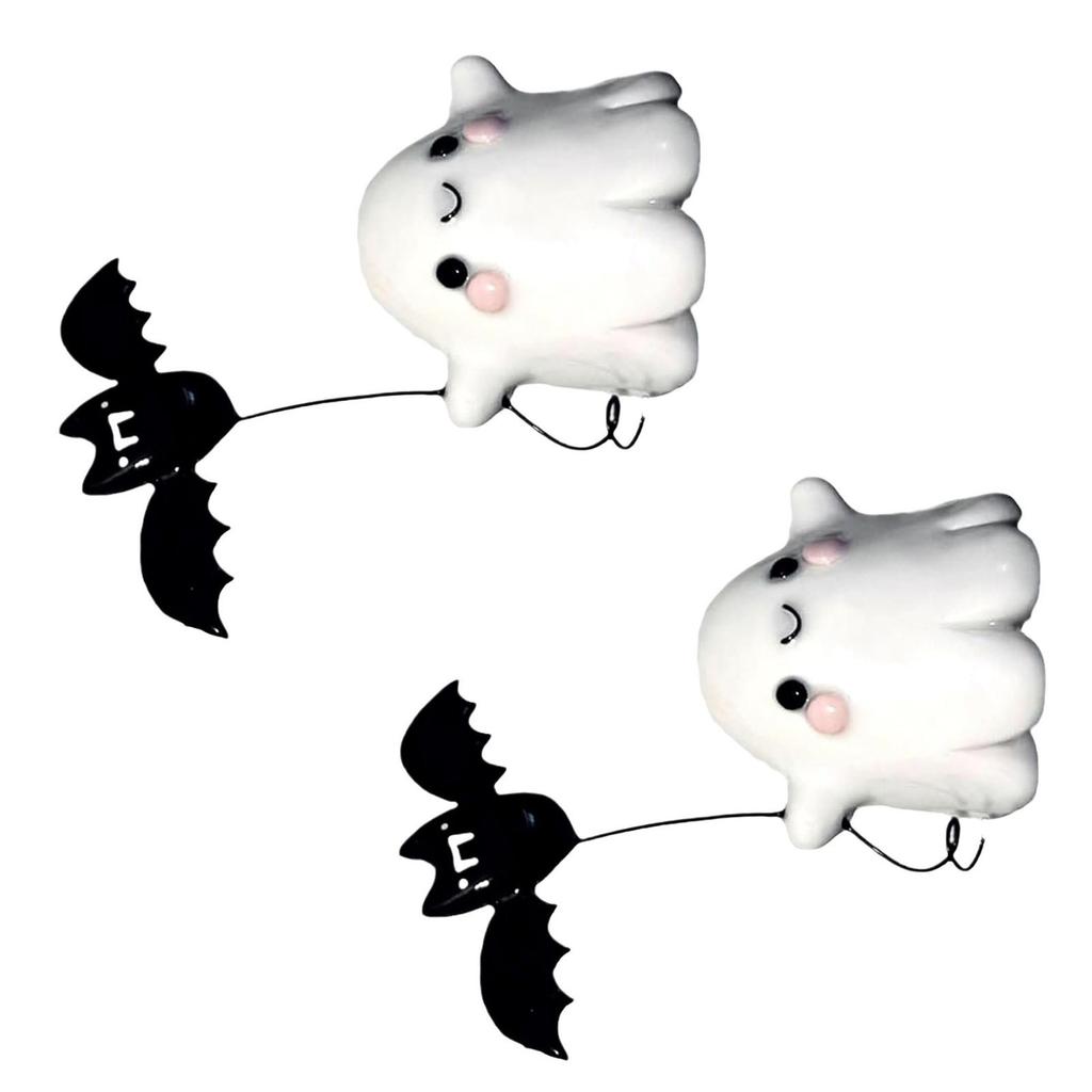 Pack Of 2 Ghostly Walking Bat Statue Resins Crafts Figurine Ornaments for Halloween Festivals Home and Garden Decoration