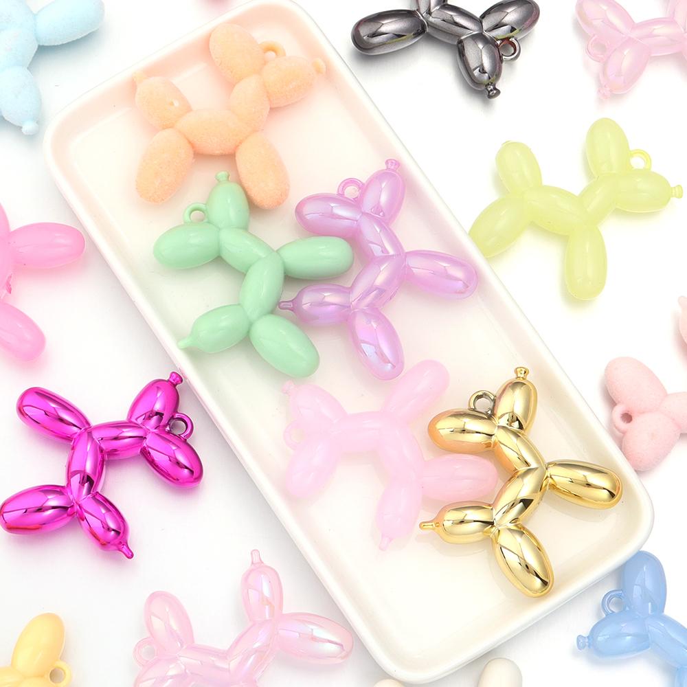 5pcs/lot Colorful Cute Acrylic Cartoon Balloon Dog Pendants For Jewelry Making DIY Bracelet Necklace Keychains Accessories