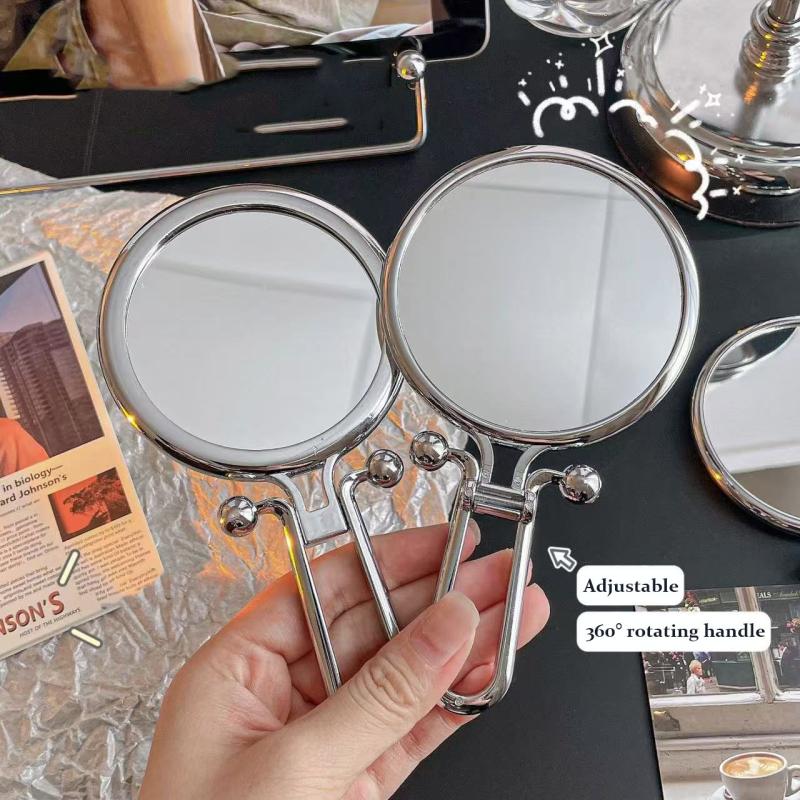2X/5X/10X Magnification Foldable Mirror Double-Sided Portable Mirror 360° Rotation Handheld Mirror Table Standing Makeup Tool