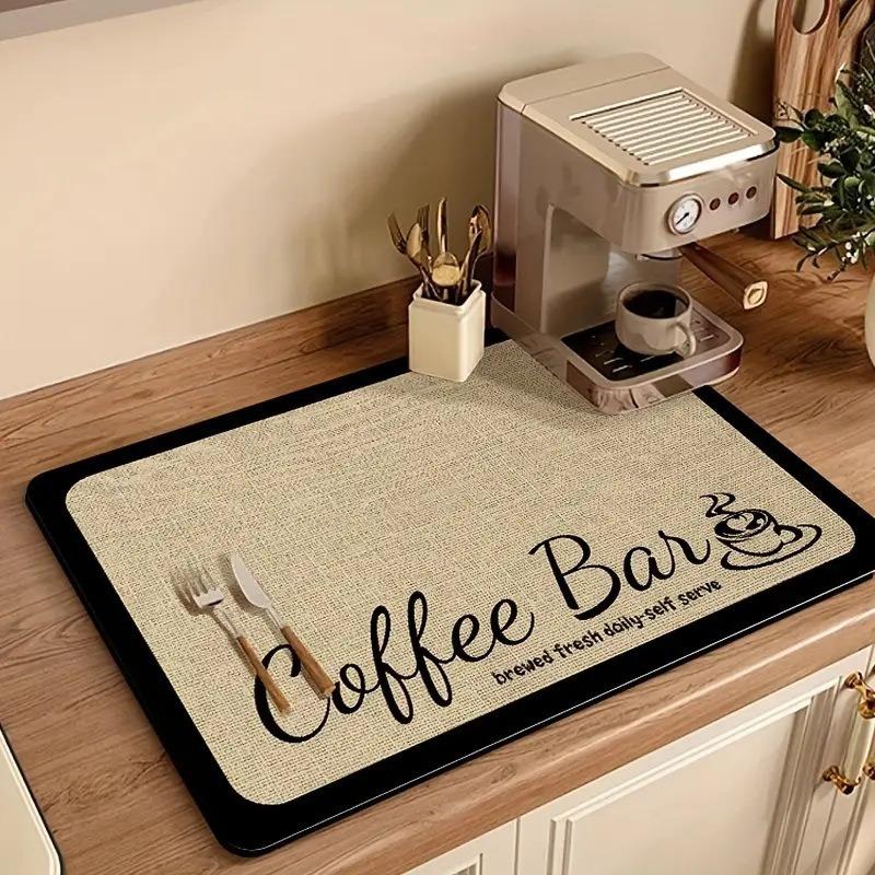 Creative Pattern Printed Coffee Machine Mat Desktop Drainage Pads Kitchen Countertop Quick Water Absorbing Utensil Drain Pad Washable Mats 1pcs