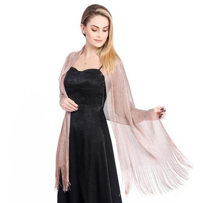 Elegant Evening Dresses Shawls Female Golden Silvery Wire Tassels Bridal Bridesmaid Party Wedding Temperament Accessories Scarf