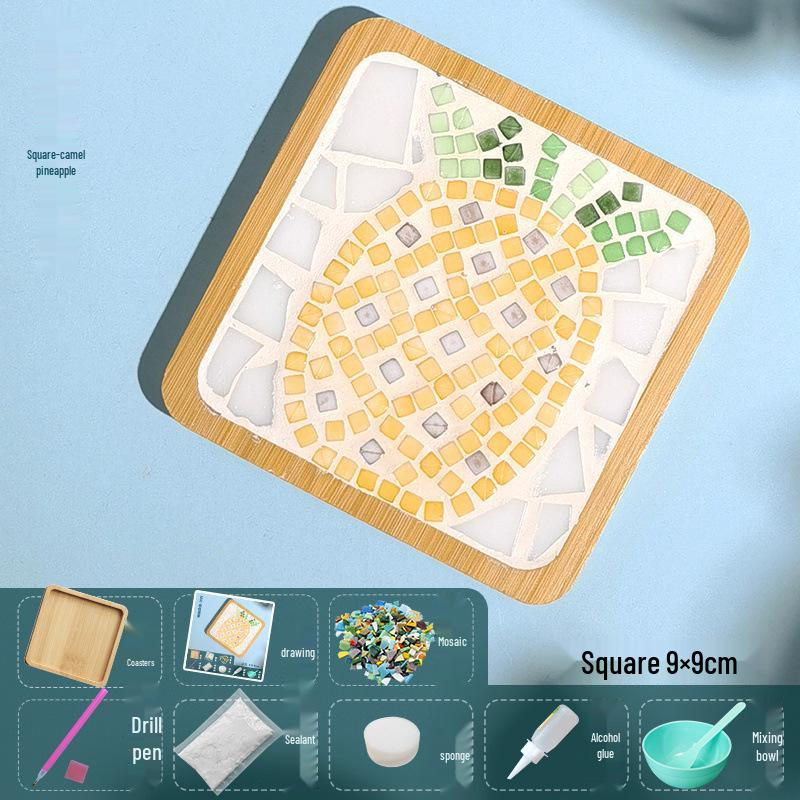 DIY Large Mosaic Coaster Kit: Creative Glass Sticker Pack for Adults & Kids