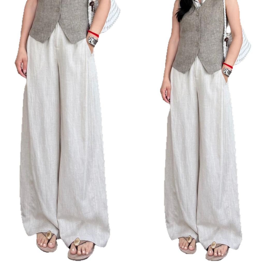 Linen Wide-leg Pants Women's Summer Thin 1116 New Drape Loose Tencel Anti-wrinkle Sunscreen Casual Straight-leg Pants