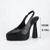 Black thick heel pointed waterproof table smooth surface simple sexy OL single shoes high heels professional low-top shallow mouth women