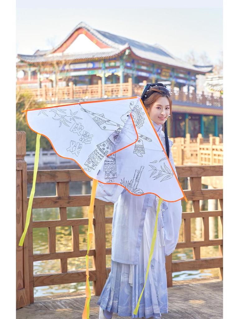Handmade Children's DIY 1.2m Coloring Kite - Easy To Fly In Light Breeze