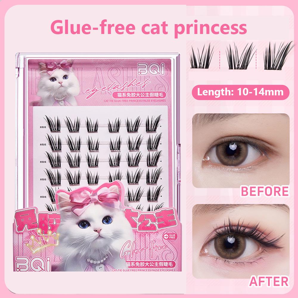 

BQI Кошачий глаз Накладные ресницы без клея Ленивые многоразовые имитационные ресницы Естественная завивка Инструмент для макияжа для начинающих