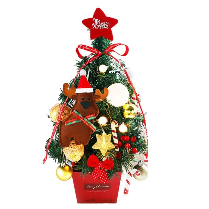 1Pcs Tabletop Christmas Tree with Bright LED Lights Home Decoration Accessories Stylish Holiday Present for Men Women