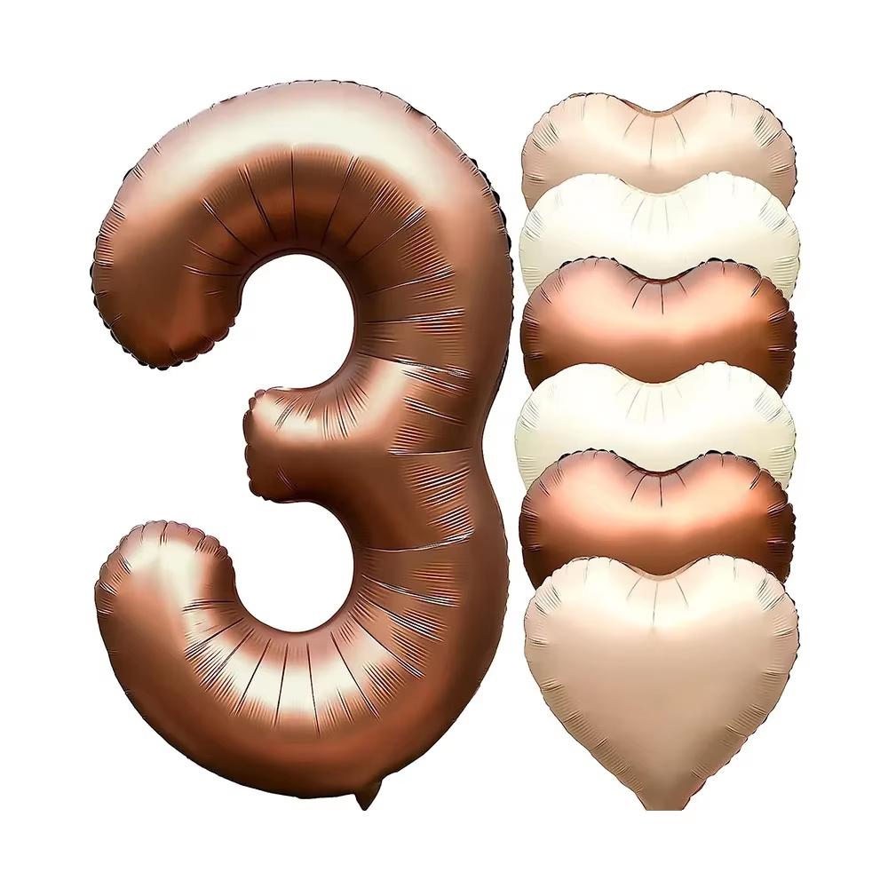 7pcs 32inch Number Balloons Set Helium Balloon with Big Heart Balloons for Girl and Boy 9th Year Old Birthday Party Decorations