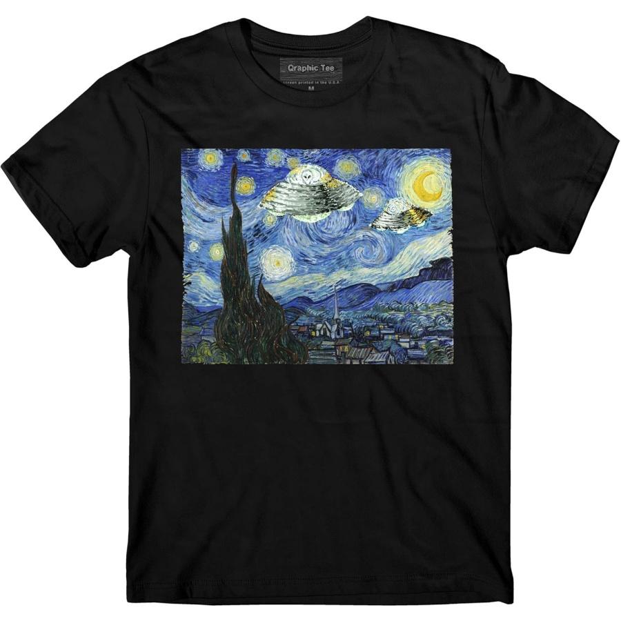 Футболка с НЛО, Звездная ночь, Винсент Ван Гог, Зона 51, Внеземной S