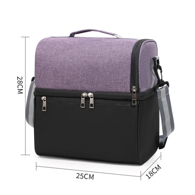Large Capacity Double Layer Crosbody Lunch Bags Thermal Insulation Picnic Food Beverage Bag Outdoor Ice Bag Travel Storage Bags
