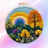 CHENISTORY Wool Felt Painting Diy Creative Making Wool Felt Kit With Embroidery Colorful Scenery Needle Wool Painting Complete K
