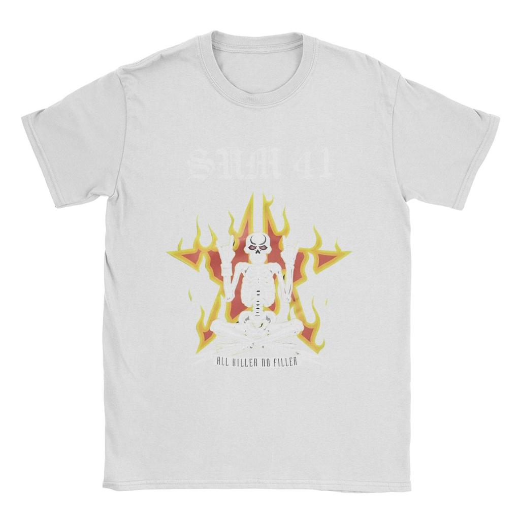 Band Sum 41 T-Shirts Men SUM41 Punk Funny Pure Cotton Tees Round Neck Short Sleeve T Shirt Graphic Clothing