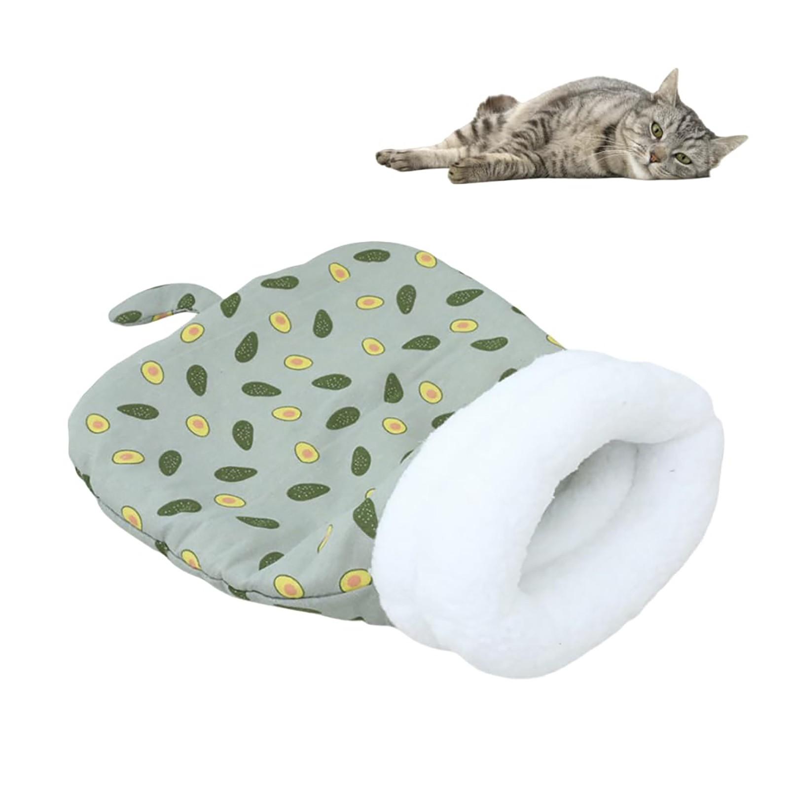 Sleeping Bag For Indoor Cats Comfortable Winter Sleeping Bag Soft Plush Bag Self-Warming Bed Cave Tunnel Soothing Sleeping Bag One Size