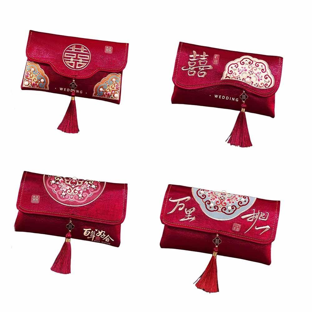 Embroidery Chinese Wedding Red Envelope New Year Money Bag  Wedding Party Supplies