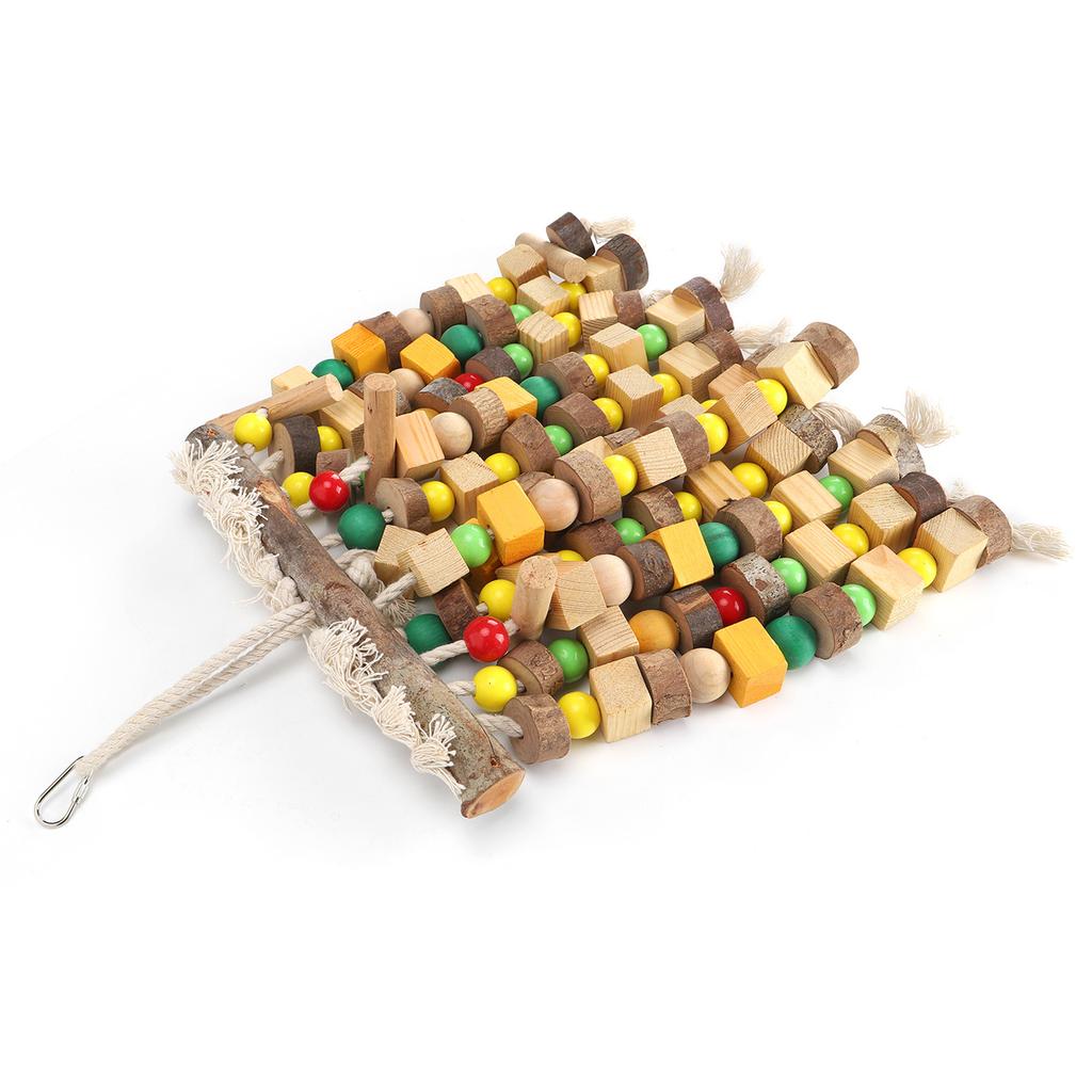 Hanging Chewing Toy Multicolored Natural Wooden Bird Tearing Blocks for Large  