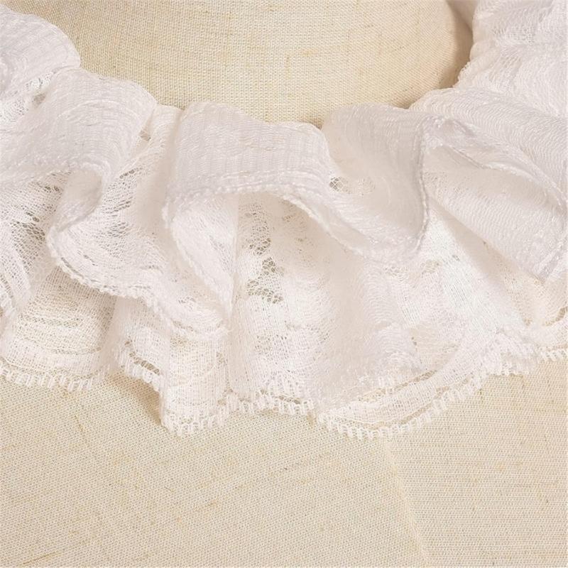 Vintage Victorian Layered Lace Trim Detachable Collar Costume Accessory For Themed Event Halloween Cosplay Parties
