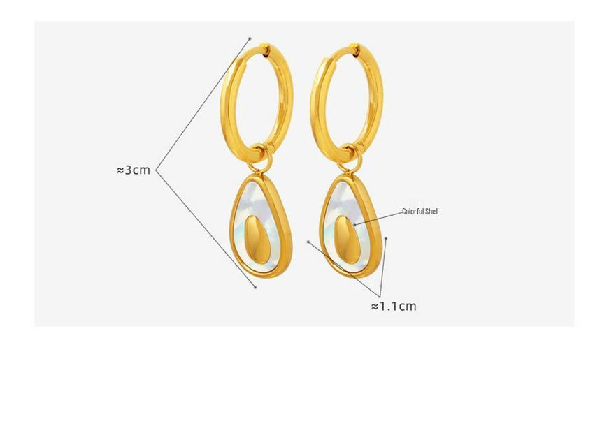 Korean Trendy Avocado Shell Earrings: Geometric, Colorful, Elegant Ear Studs