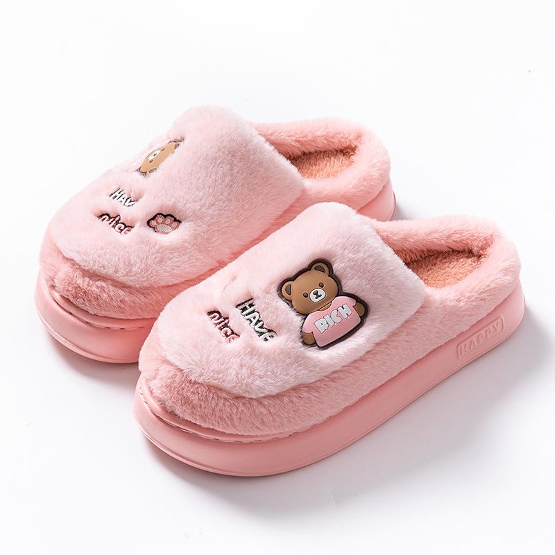 Cotton Slippers Home Platform Slippers Autumn and Winter Cotton Shoes Warm Plush Slippers Non-slip Couple Cotton Mop