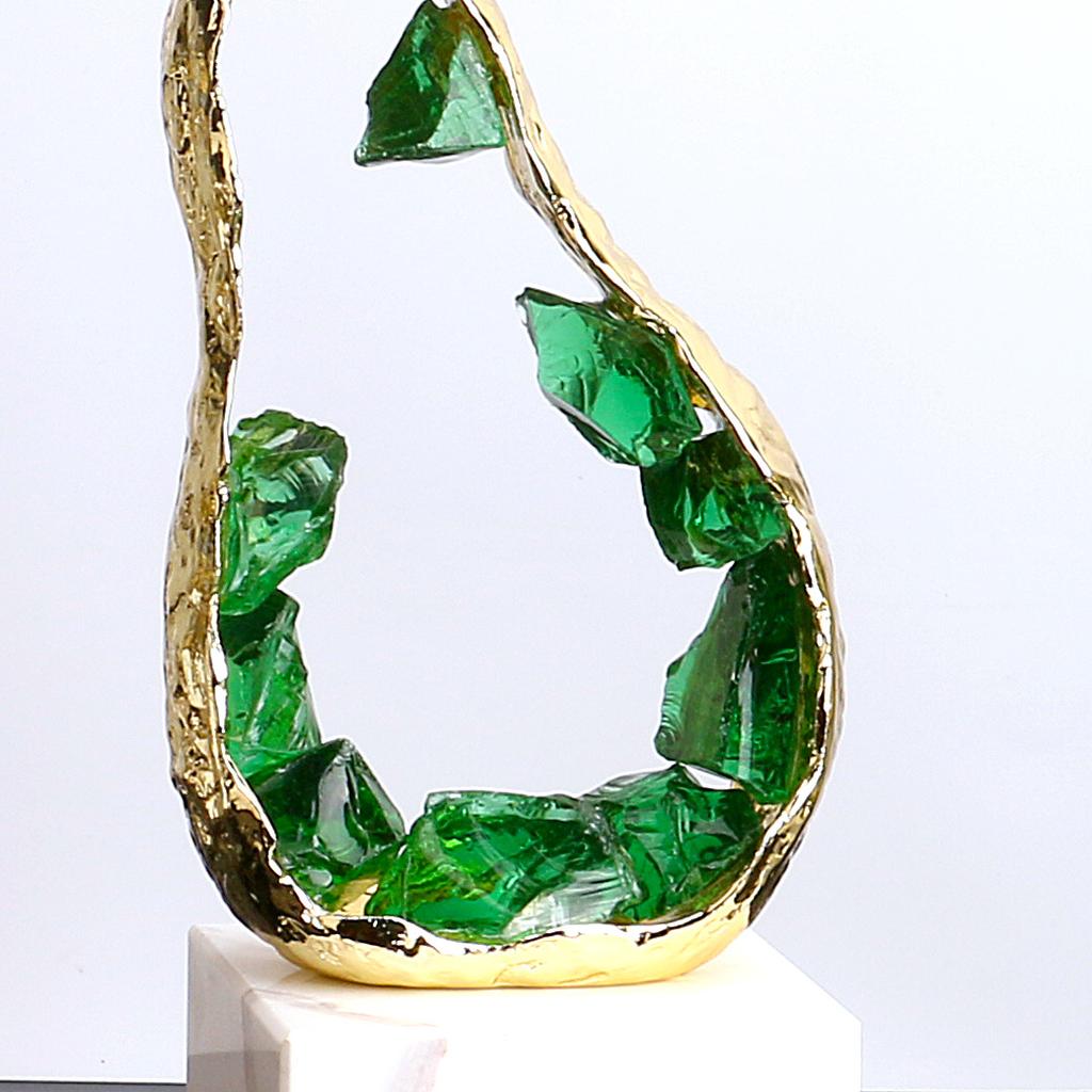 Зелене Кришталеве Яблуко Сіднейська Груша Імітація Фруктової Скульптури Ручна Робота Кришталеві Прикраси Металева Фігурка Аксесуари для Домашнього Декору