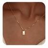 Exclusive 18K Gold Vacuum-Plated Stainless Steel Engraved Square Pendant Necklace with Alphabet Letters