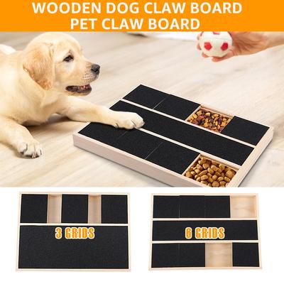 Dog Nail Scratching Board 3/6 Grids Wood Dog Nail File Toy with Snack Box Multipurpose Puppy Claw Grooming Tool Dog Scratch Pad