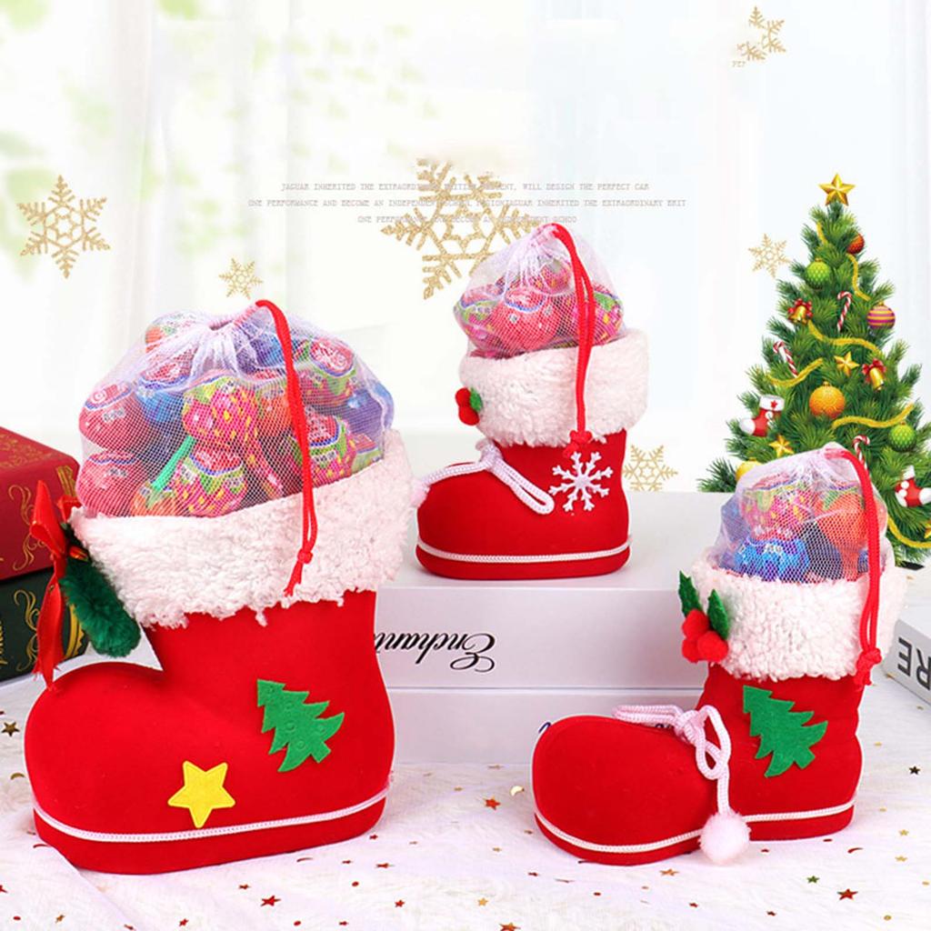 Christmas Candy Boots Santa Gift Bag Holiday Candy Treat Box for Christmas Tree Ornaments Goodie Candy Stocking Bags