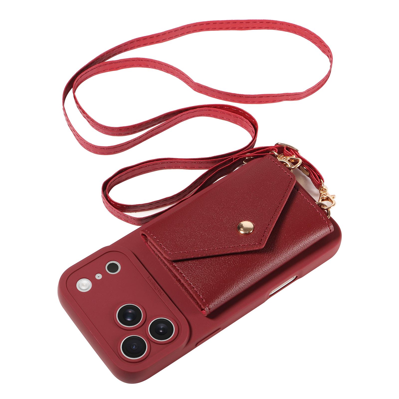 

Faux Leather Phone Case for Samsung Galaxy S26 S25 S24 S23 S22 S21 S20 Note20 FE Ultra Plus Wallet Protective Cover with Lanyard Galaxy S20 FE вина червоного кольору