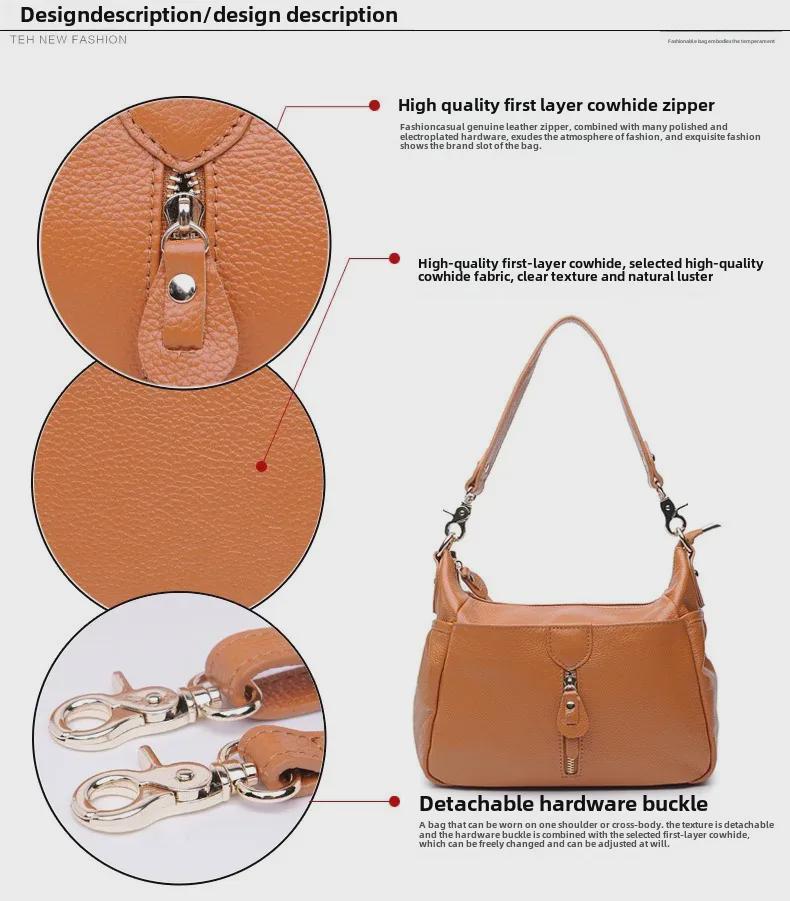2025 New European & American Style Genuine Leather Dumpling Shoulder & Crossbody Bag