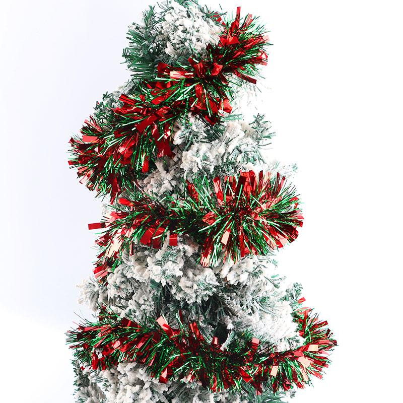 (2pieces/bag)Width 8.83CM * 2M Long Christmas Decoration Red and Green Striped Flower Christmas Tree Pendant Matching Design