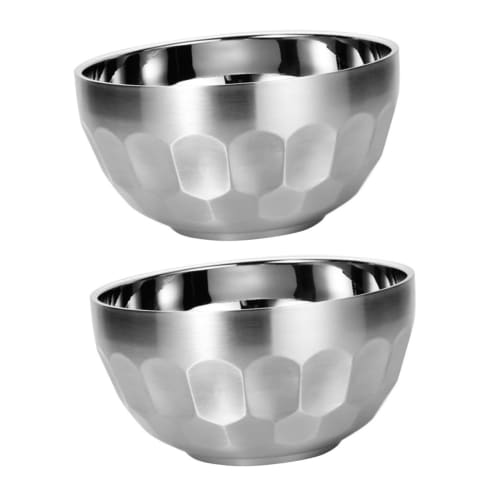 

MUCKLILY 2-Piece 304 Stainless Steel Bowl, Double Insulated Bowl, Steel Insulated Bowl, Double-Layer Soup Bowl, Steel Serving Bowl, Vacuum Noodle Bowl