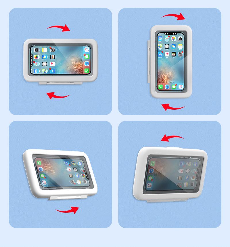 Waterproof Wall-Mounted Phone Case: No-Drill, Adjustable, Anti-Fog Touchscreen for Bathroom Toilets