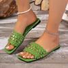 New Flat Slippers with Metal Nails for Everyday Wear Square Toe Women's Shoes