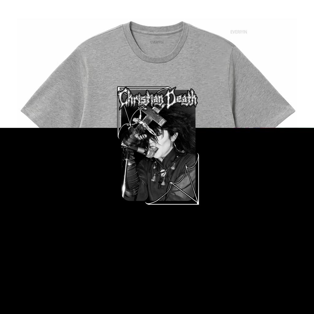 Christian Death Rozz Williams Gothic Punk Rock Band T Shirt Vintage Washed Streetwear Graphic Homme Unisex Soft Stretched