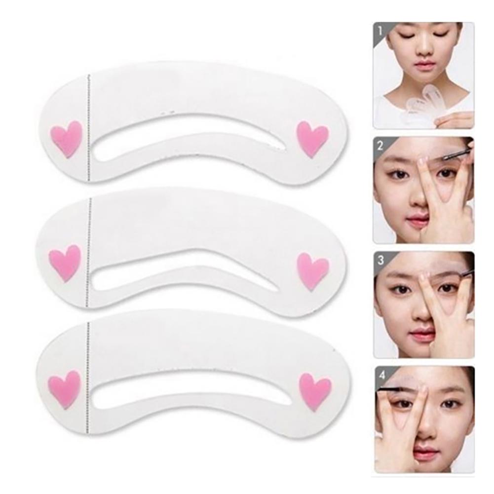 Fashion Casual 3 Pcs/1 Set Durable Eyebrow Assistant Template Drawing Card Brow Make Up Stencil