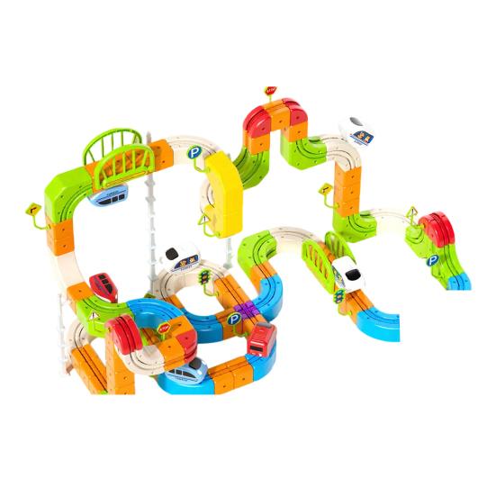 1 Set Çocuk Elektrikli Raylı Tren Oyuncak DIY Tren Yapı Bloğu Ray Yapım Kiti Küçük Çocuklar Erkek Kızlar Elektrikli Tren Ray Montaj Oyuncak