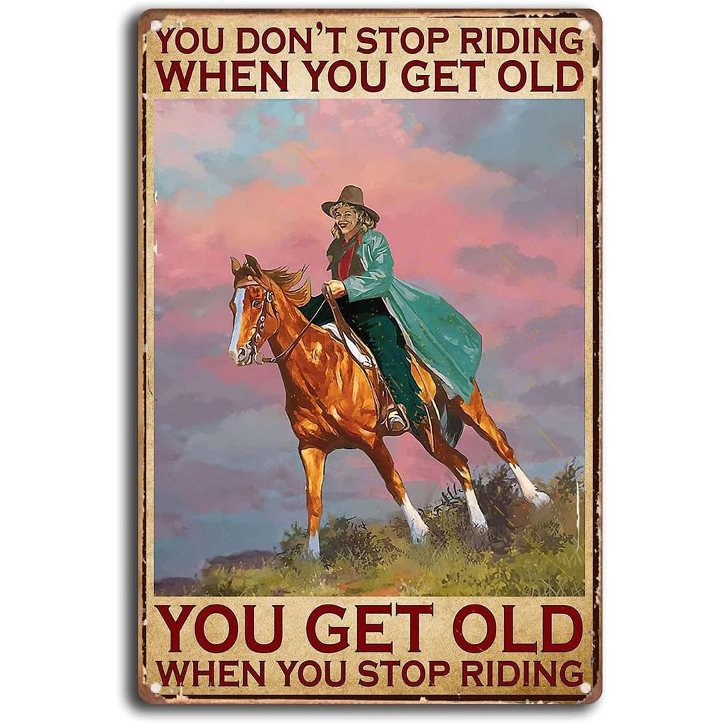 Vintage Cowgirl Metallschild Retro Westlich Reiten Zitat Blechschild für Heimbar Bauernhaus Dekoration Das Leben ist Hart Spirituell Wi