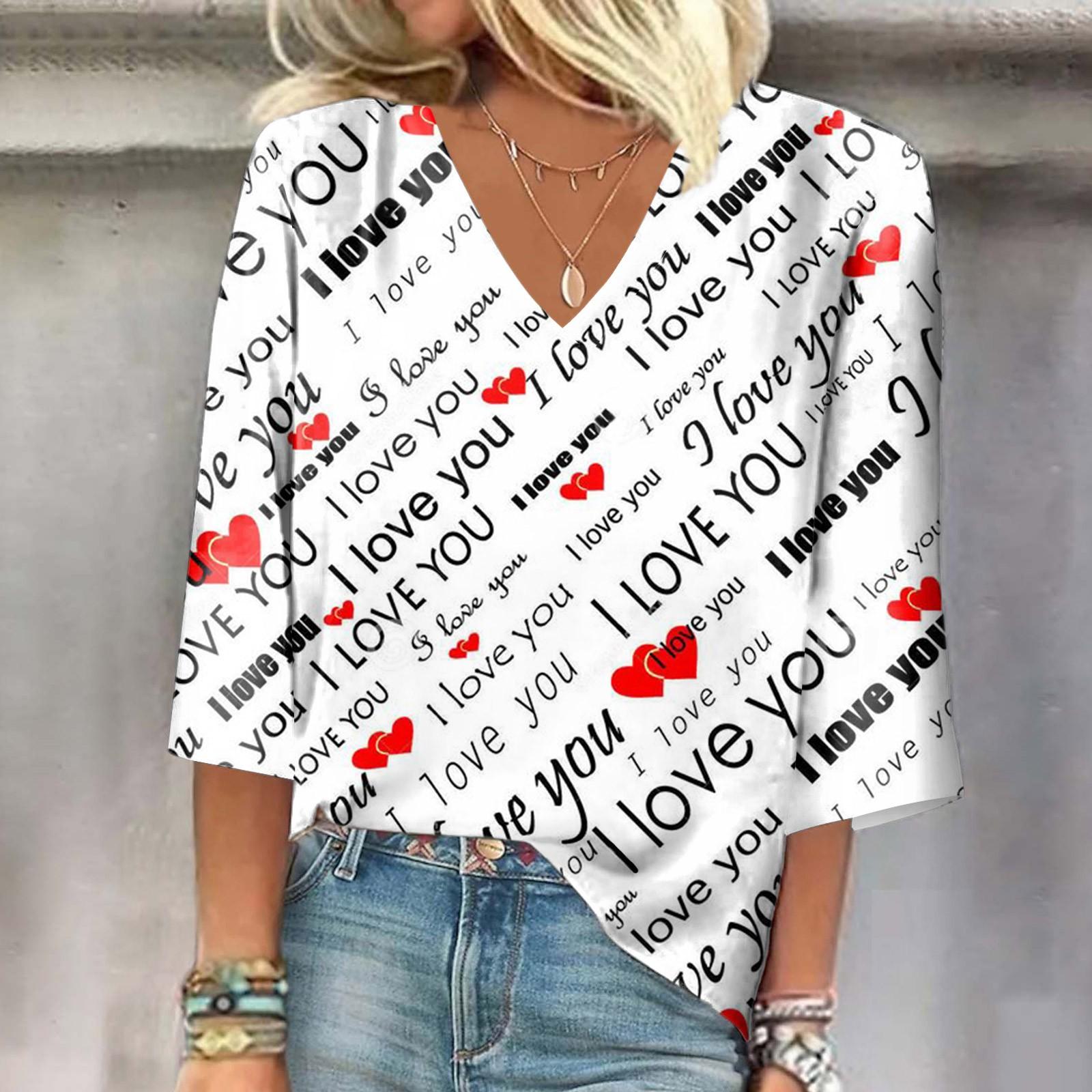 

Женская рубашка, блузка, повседневные свободные рубашки, рукава 3/4, топы с v-образным вырезом и принтом, топы с принтом, футболки, футболки XL белый