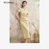 Women's New Chinese Style Stand Collar Jacquard Satin Dress