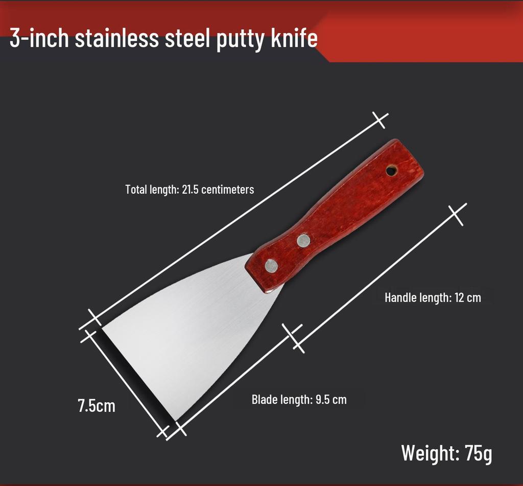 Stainless Steel Anti-Slip Plastering & Putty Knife with Plastic Handle