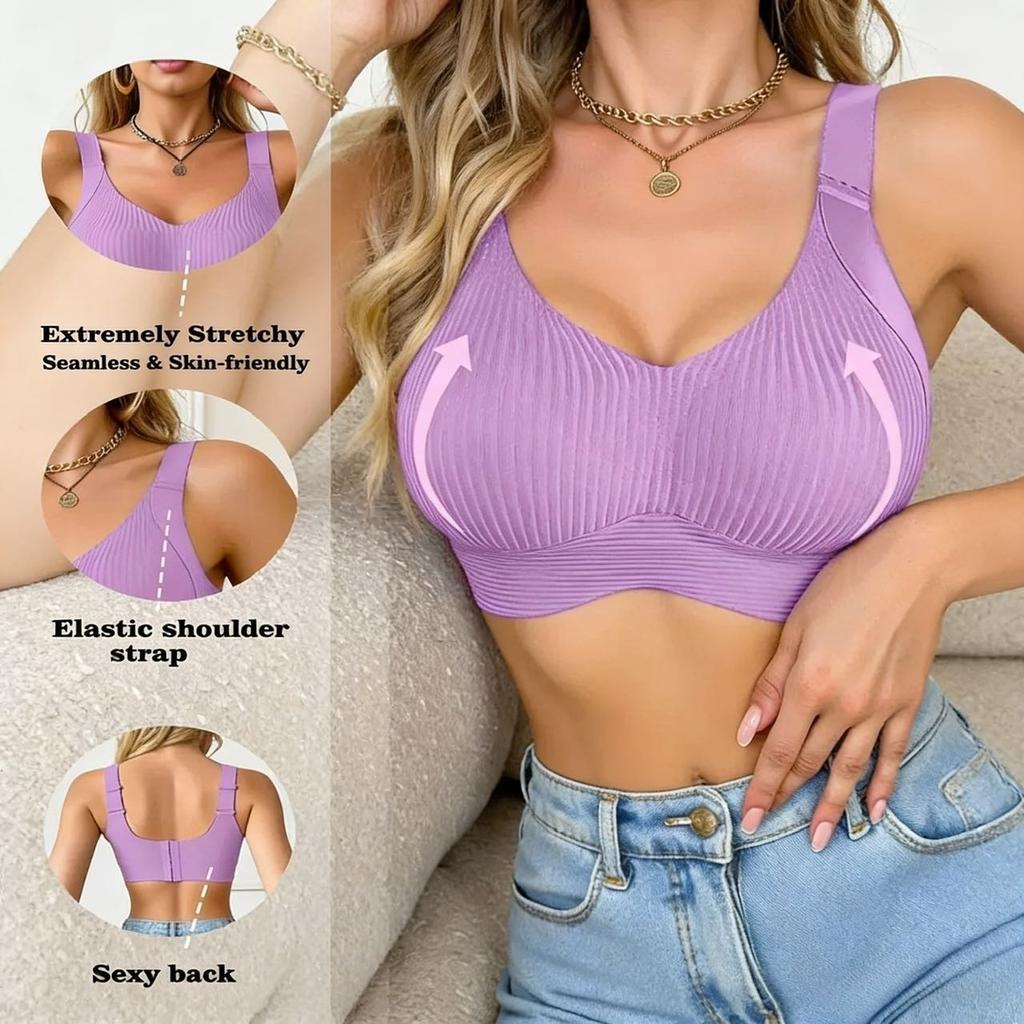 Women's Plus Size Full Coverage Bra - Minimizes Large Busts, Provides Strong Support, Ribbed Surface, Full-coverage Removable Pads, Lingerie