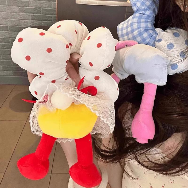 Cartoon Lower Body Of Animal Large Flower Scrunchie For Women Girls Sweet Hair Band Headband Hair Tie Cute Hair Accessories