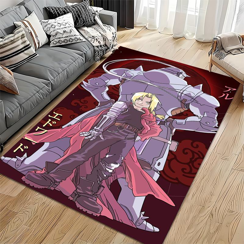 Anime-Charakter-Design-Teppich mit rotem Hintergrund und Roboter-Thema, geeignet als Antirutsch für Wohnzimmer, Schlafzimmer, Sofas