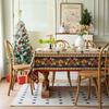 Nappe rectangulaire en lin jacquard de Noël rétro américain Tapis pour meuble TV Table basse