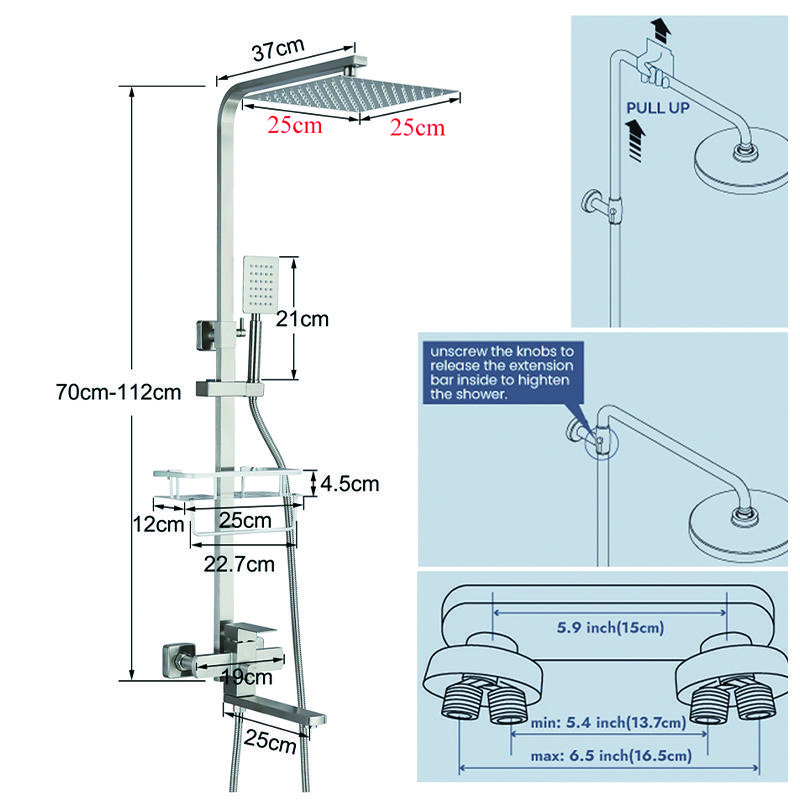 Brushed Nickel Bathroom Shower Set Hot Cold Bathtub Mixer Faucet Quality Brass Bathroom Shower Tap Rainfall Bath Shower System