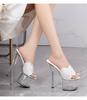 Fashion 17CM High Heels Transparent Crystal Wedding Shoes Platform Model Shoe Heel Design for Bridal Photoshoots and Stage Performances
