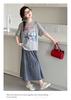 Girls' summer plaid skirt set, children's Korean style casual loose short sleeved shirt, big children's half skirt two-piece set