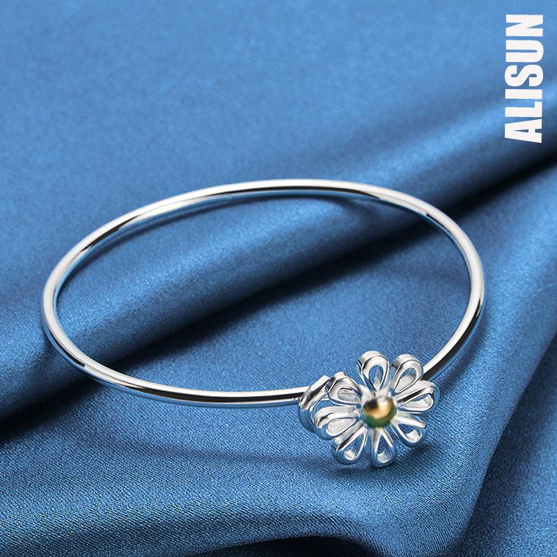 

Браслет из стерлингового серебра 925 пробы с золотым цветком, модное свадебное украшение 63MM