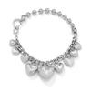 Retro Style Heart Pendant Necklaces Carving Flowers Collarbone Chain Fashion Bead Chain  Women